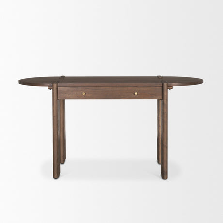 Sohan Dark Brown Elm Wood Oblong Desk by Mercana at Eve Furniture