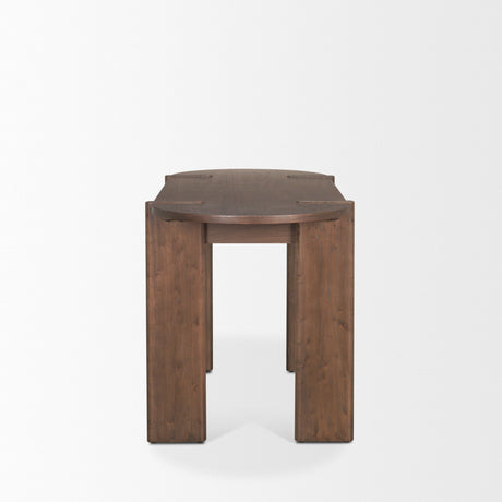 Sohan Dark Brown Elm Wood Oblong Desk by Mercana at Eve Furniture