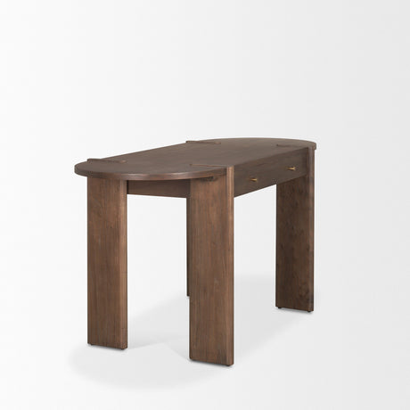 Sohan Dark Brown Elm Wood Oblong Desk by Mercana at Eve Furniture