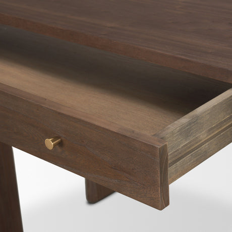 Sohan Dark Brown Elm Wood Oblong Desk by Mercana at Eve Furniture