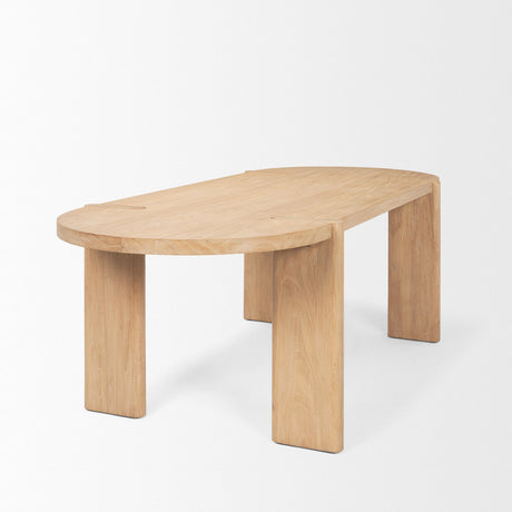 Sohan Light Brown Wood Oval Dining Table by Mercana at Eve Furniture
