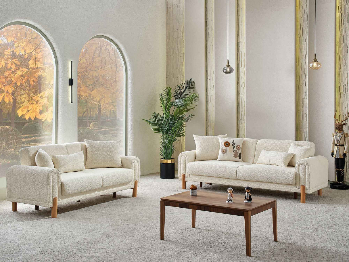 Soho 3-pieces (Sofa & Loveseat & Chair) Livingroom Set in Cream