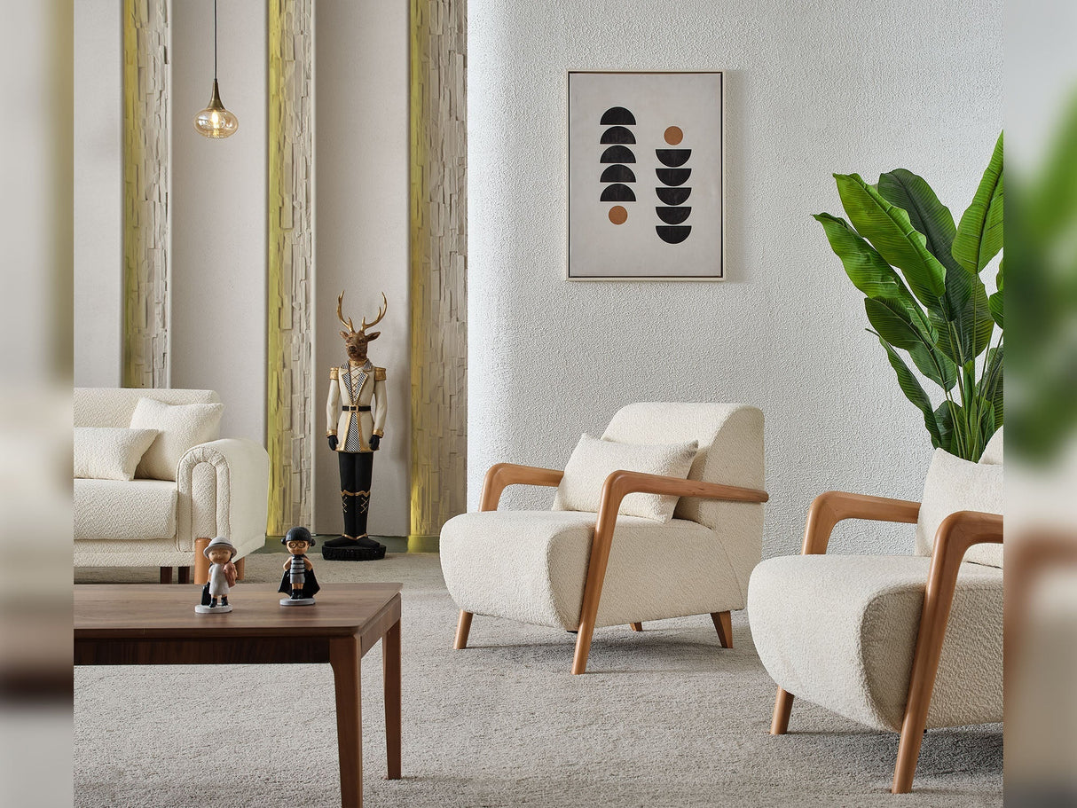 Soho 3-pieces (Sofa & Loveseat & Chair) Livingroom Set in Cream by Furnia at Eve Furniture