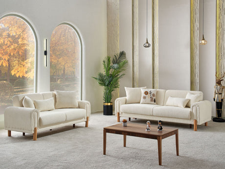 Soho 4-pieces (2 Sofa & 2 Chair) Livingroom Set Cream - Clearance by Furnia at Eve Furniture
