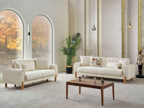 Soho Cream 3-pieces (Sofa & Loveseat & Chair) Living Room Set by Furnia at Eve Furniture