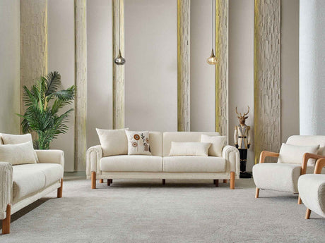 Soho Cream 3-pieces (Sofa & Loveseat & Chair) Living Room Set by Furnia at Eve Furniture