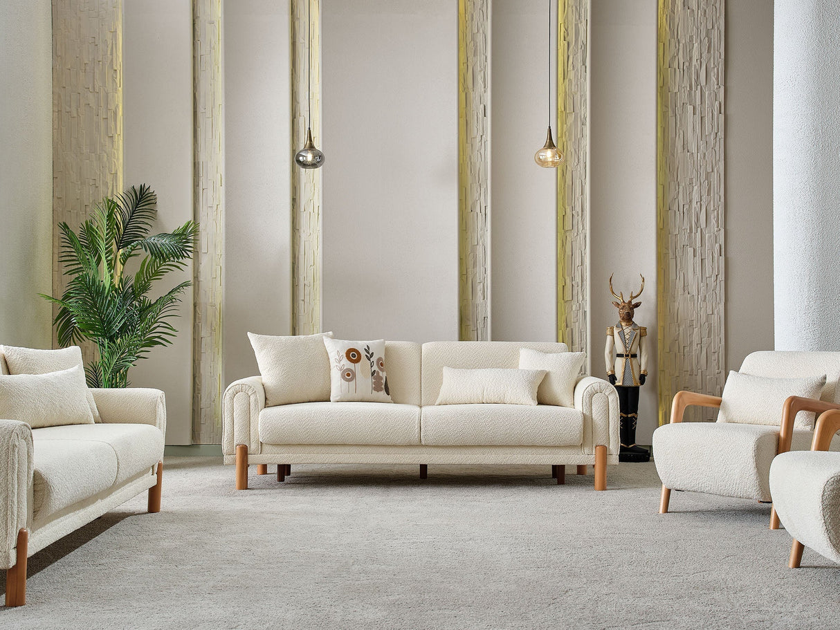 Soho Cream Convertible Sofa by Furnia at Eve Furniture