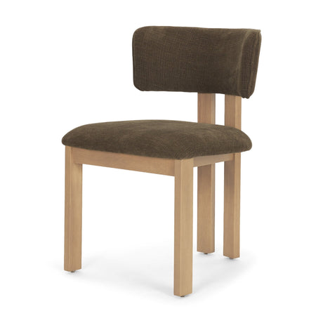 Soho Curved Open Back Brown Fabric w/ Light Brown Tripod Frame Dining Chair by Mercana at Eve Furniture