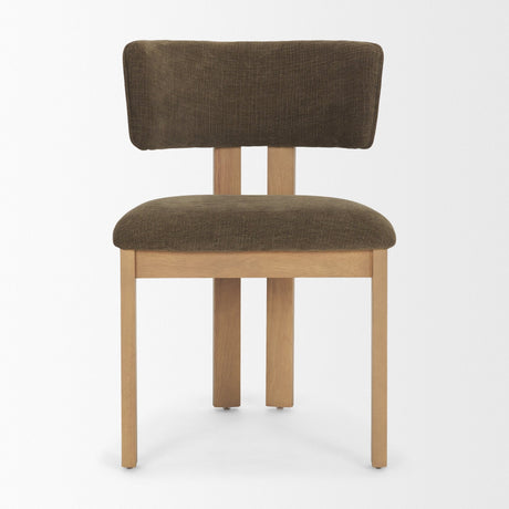 Soho Curved Open Back Brown Fabric w/ Light Brown Tripod Frame Dining Chair by Mercana at Eve Furniture