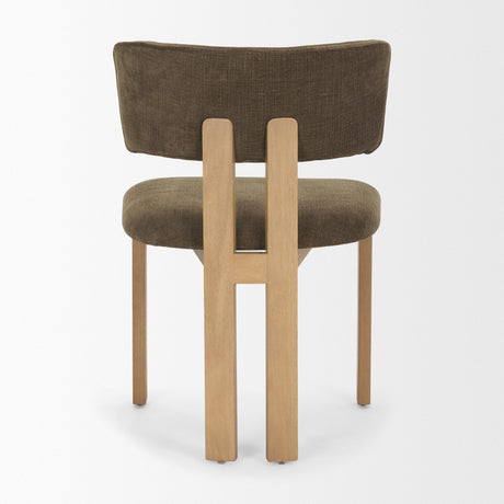 Soho Curved Open Back Brown Fabric w/ Light Brown Tripod Frame Dining Chair by Mercana at Eve Furniture