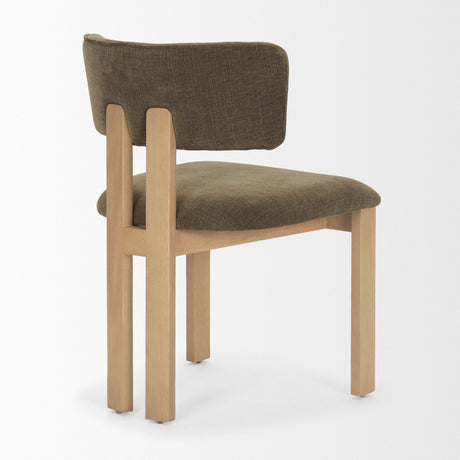 Soho Curved Open Back Brown Fabric w/ Light Brown Tripod Frame Dining Chair by Mercana at Eve Furniture