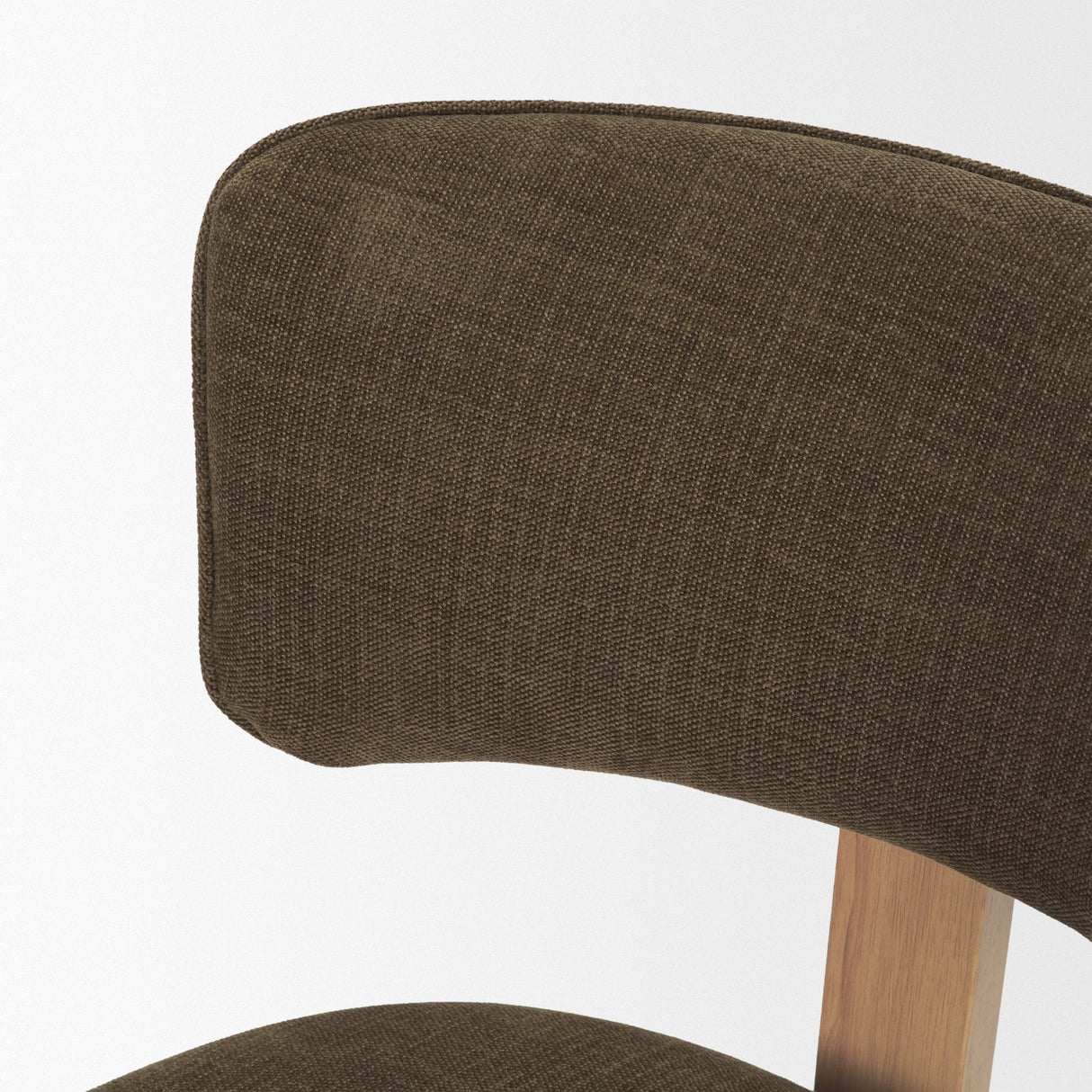 Soho Curved Open Back Brown Fabric w/ Light Brown Tripod Frame Dining Chair by Mercana at Eve Furniture