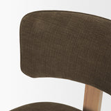 Soho Curved Open Back Brown Fabric w/ Light Brown Tripod Frame Dining Chair by Mercana at Eve Furniture