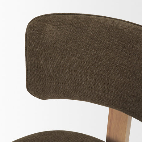 Soho Curved Open Back Brown Fabric w/ Light Brown Tripod Frame Dining Chair by Mercana at Eve Furniture
