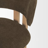 Soho Curved Open Back Brown Fabric w/ Light Brown Tripod Frame Dining Chair by Mercana at Eve Furniture