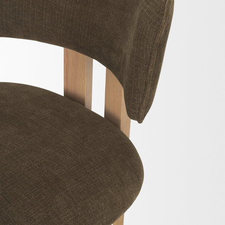 Soho Curved Open Back Brown Fabric w/ Light Brown Tripod Frame Dining Chair by Mercana at Eve Furniture