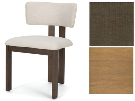 Soho Curved Open Back Brown Fabric w/ Light Brown Tripod Frame Dining Chair by Mercana at Eve Furniture