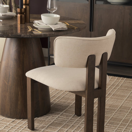 Soho Curved Open Back Cream Chenille Tripod Frame Dining Chair, Set of 2 by Mercana at Eve Furniture