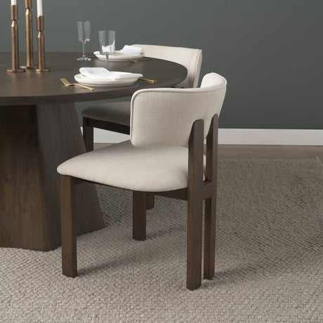 Soho Curved Open Back Cream Chenille Tripod Frame Dining Chair, Set of 2 by Mercana at Eve Furniture