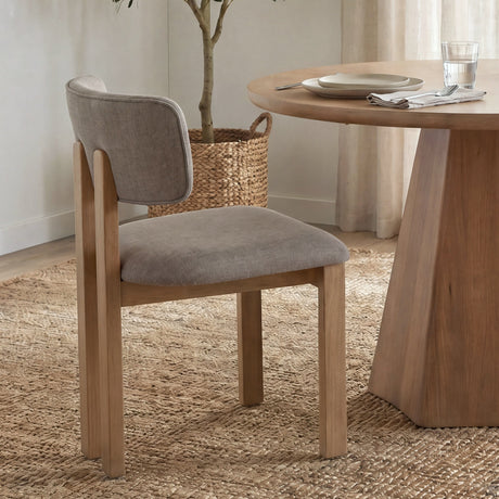 Soho Curved Open Back Gray Chenille Tripod Frame Dining Side Chair, Set of 2 by Mercana at Eve Furniture