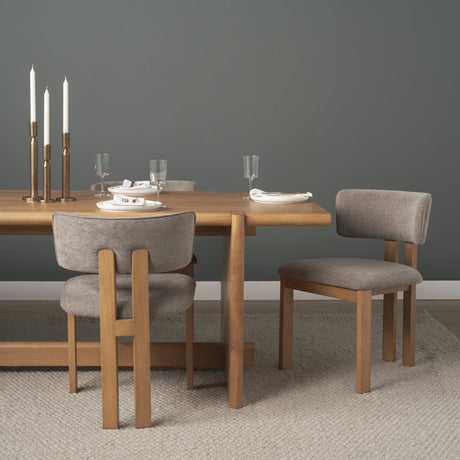 Soho Curved Open Back Gray Chenille Tripod Frame Dining Side Chair, Set of 2 by Mercana at Eve Furniture