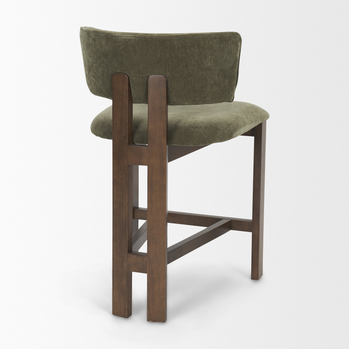 Soho Open Back 35.3in Seat Counter Stool | Olive Fabric w/ Brown Wood by Mercana at Eve Furniture