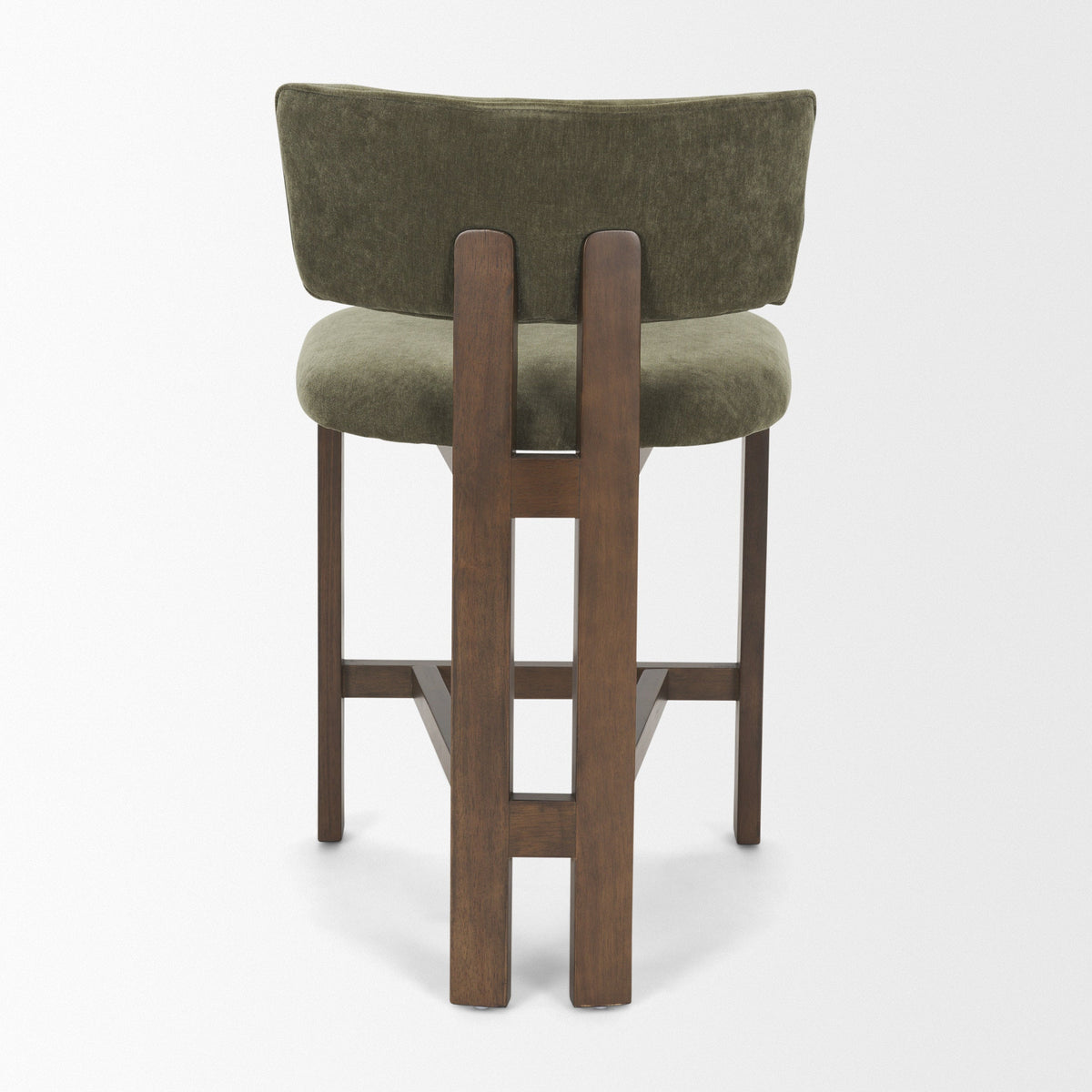 Soho Open Back 35.3in Seat Counter Stool | Olive Fabric w/ Brown Wood by Mercana at Eve Furniture