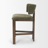 Soho Open Back 35.3in Seat Counter Stool | Olive Fabric w/ Brown Wood by Mercana at Eve Furniture