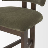 Soho Open Back 35.3in Seat Counter Stool | Olive Fabric w/ Brown Wood by Mercana at Eve Furniture
