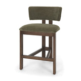 Soho Open Back 35.3in Seat Counter Stool | Olive Fabric w/ Brown Wood by Mercana at Eve Furniture