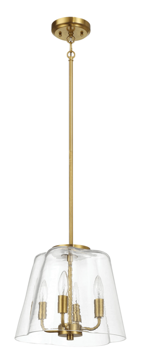Soiree Four Candle Lights Pendant With Clear Glass - Satin Brass by Ashcroft Furniture at Eve Furniture
