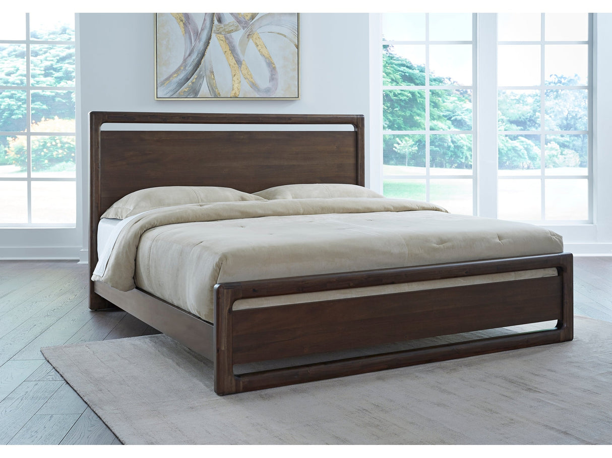 Sol Acacia Wood Eastern King Platform Bed in Brown Spice by Modus Furniture at Eve Furniture