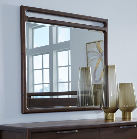 Sol Brown Spice Beveled Glass Wall or Dresser Mirror by Modus Furniture at Eve Furniture