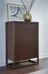 Sol Brown Spice Five Drawer Acacia Wood Chest by Modus Furniture at Eve Furniture