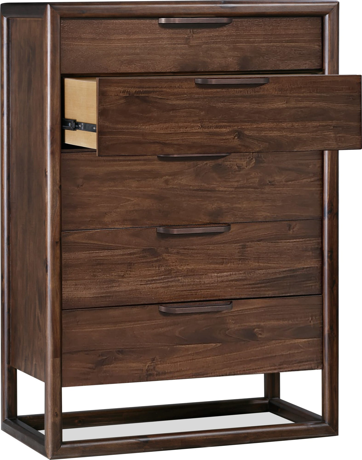 Sol Brown Spice Five Drawer Acacia Wood Chest by Modus Furniture at Eve Furniture