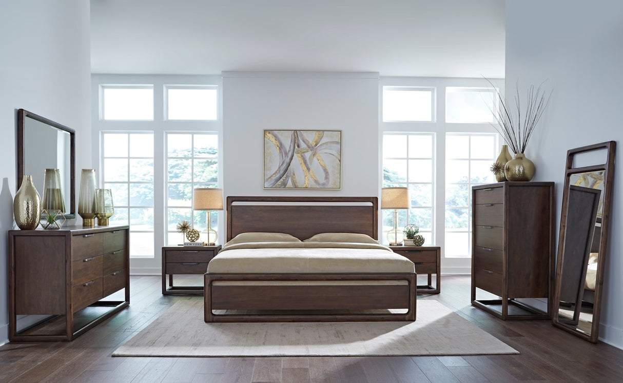 Sol Brown Spice Five Drawer Acacia Wood Chest by Modus Furniture at Eve Furniture