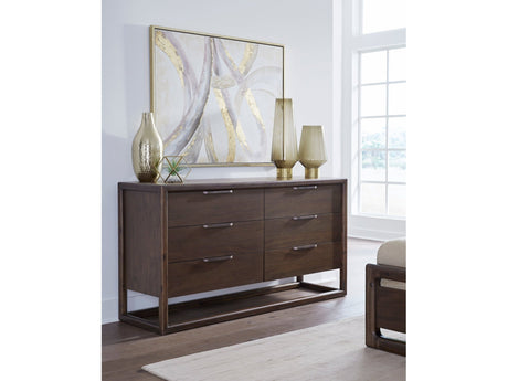 Sol Six Drawer Acacia Wood Dresser in Brown Spice by Modus Furniture at Eve Furniture