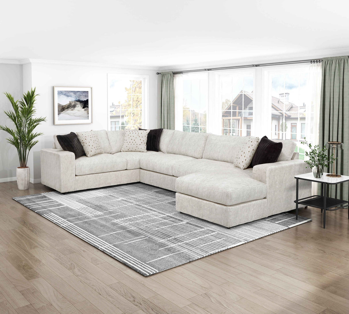 Solace Beige RAF Sectional by Homelegance at Eve Furniture