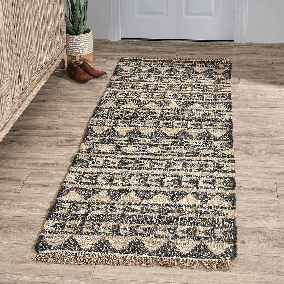 Solana Black Natural Distressed Rug by Classic Home at Eve Furniture