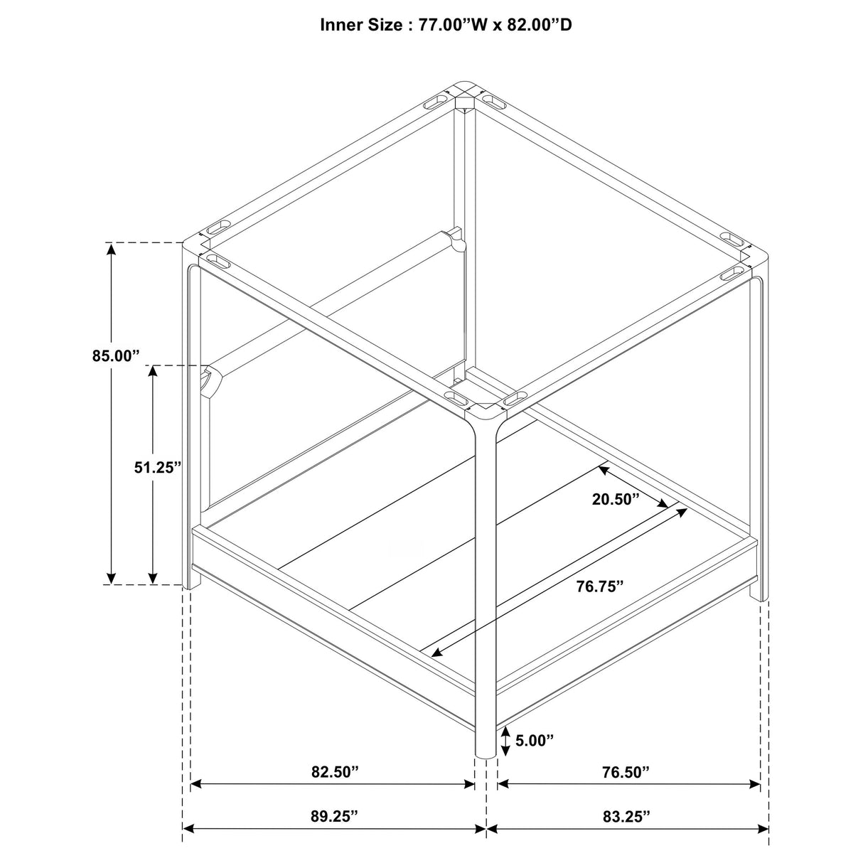 Solano 85-inch Weathered Mango Eastern King Canopy Bed by Coaster at Eve Furniture