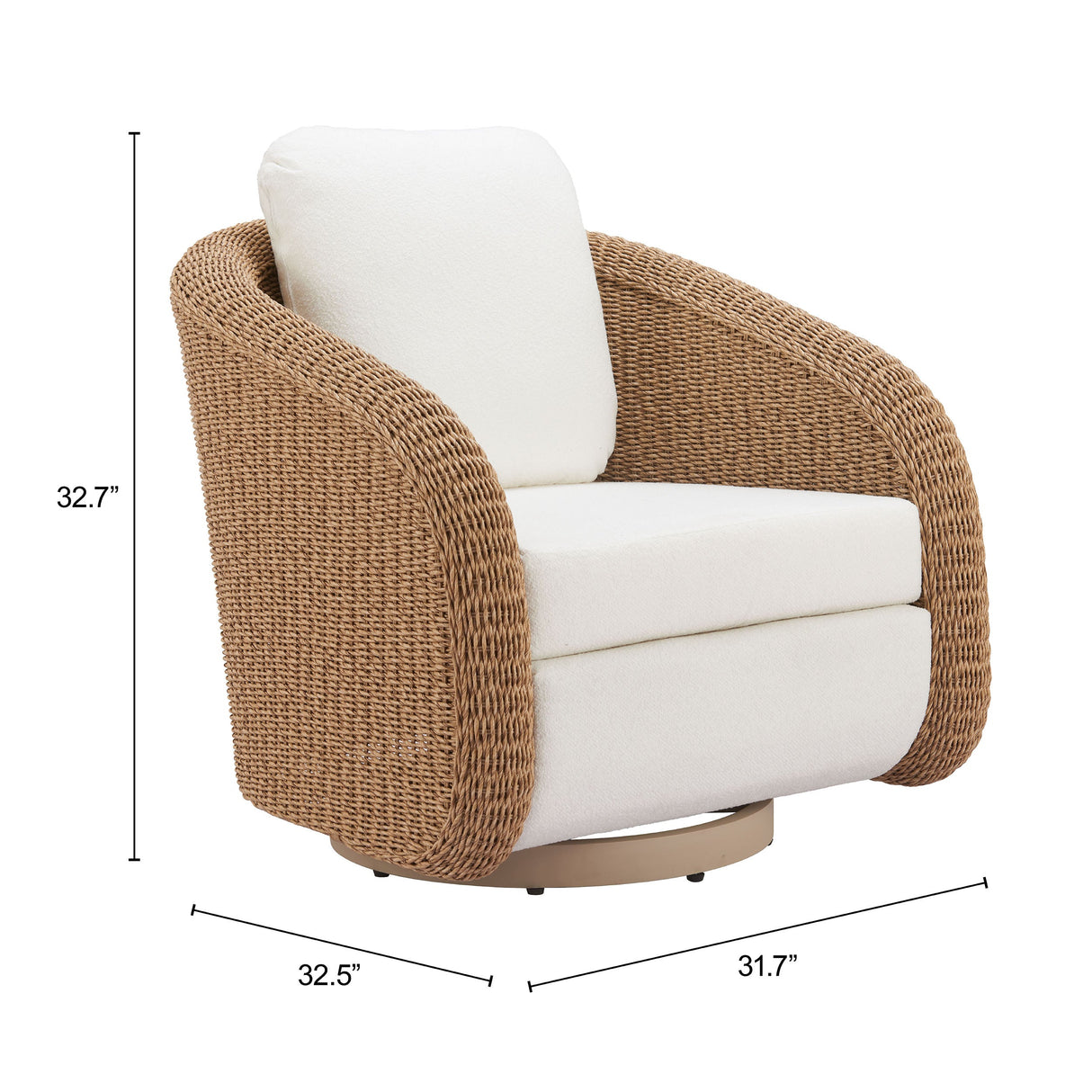 Solara Ivory Outdoor Swivel Chair by Zuomod at Eve Furniture
