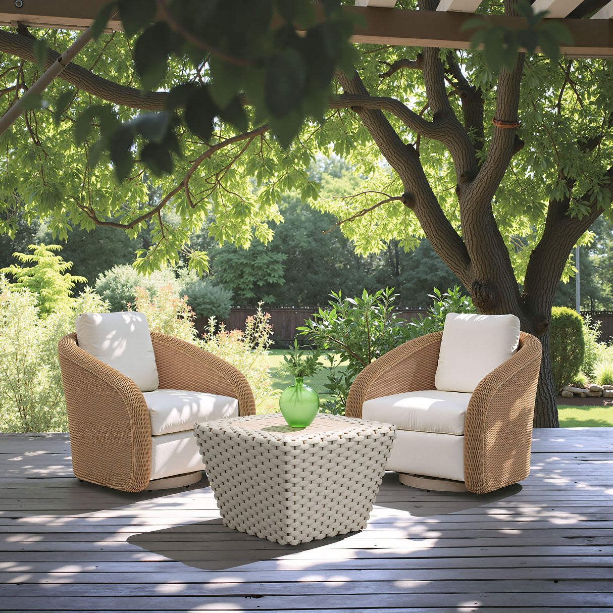Solara Ivory Outdoor Swivel Chair by Zuomod at Eve Furniture