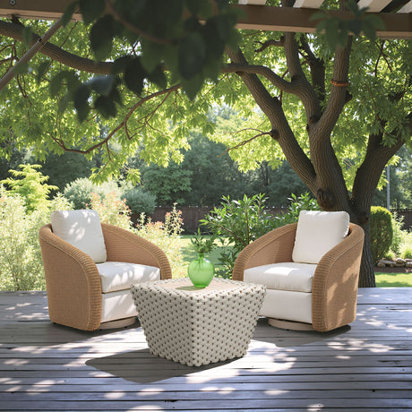 Solara Ivory Outdoor Swivel Chair by Zuomod at Eve Furniture