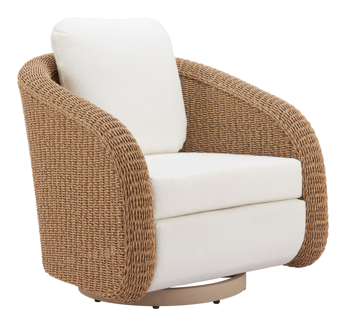 Solara Ivory Outdoor Swivel Chair by Zuomod at Eve Furniture