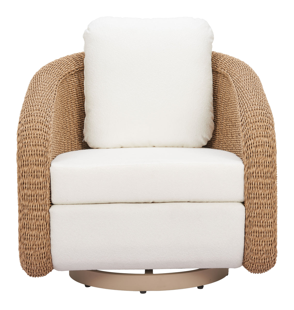 Solara Ivory Outdoor Swivel Chair by Zuomod at Eve Furniture