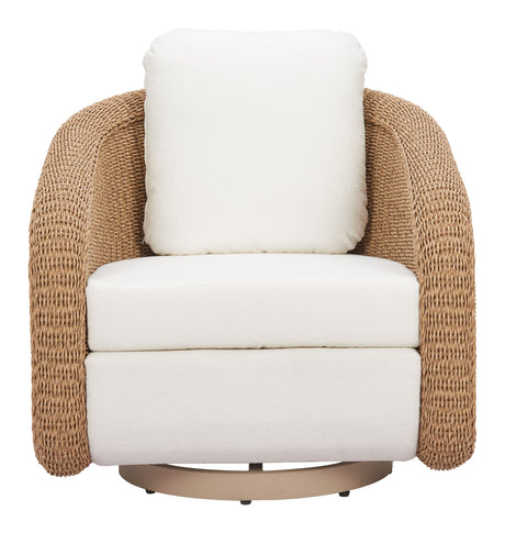Solara Ivory Outdoor Swivel Chair by Zuomod at Eve Furniture