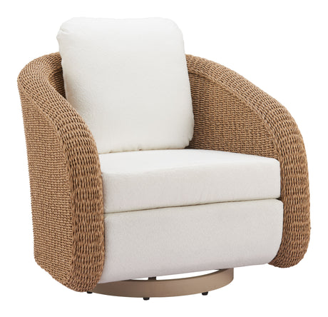 Solara Ivory Outdoor Swivel Chair by Zuomod at Eve Furniture