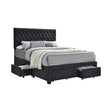 Soledad Charcoal Eastern King 4-Drawer Button Tufted Storage Bed by Coaster at Eve Furniture