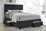 Soledad Charcoal Eastern King 4-Drawer Button Tufted Storage Bed by Coaster at Eve Furniture