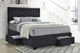 Soledad Charcoal Queen 4-Drawer Button Tufted Storage Bed by Coaster at Eve Furniture
